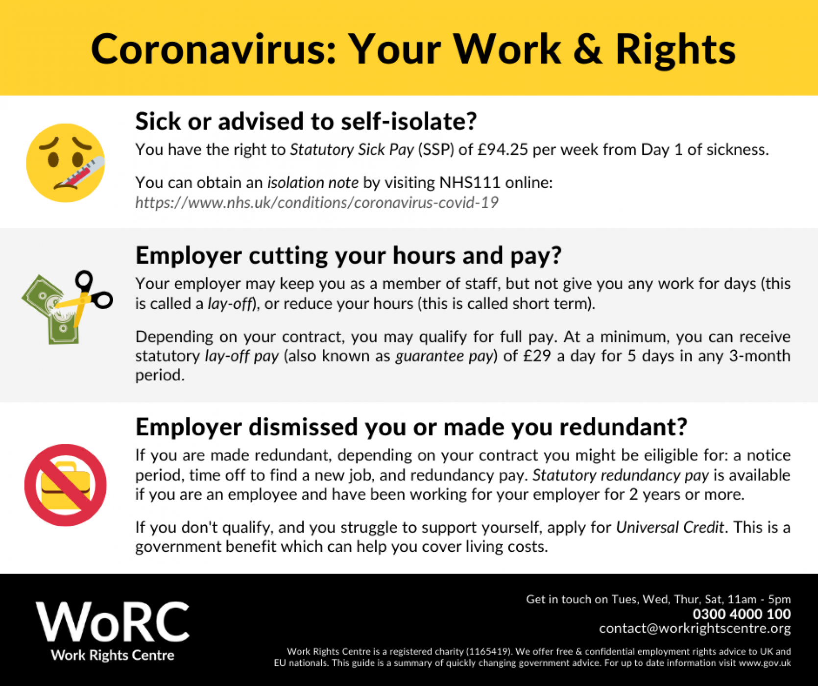 Coronavirus Your Work And Rights