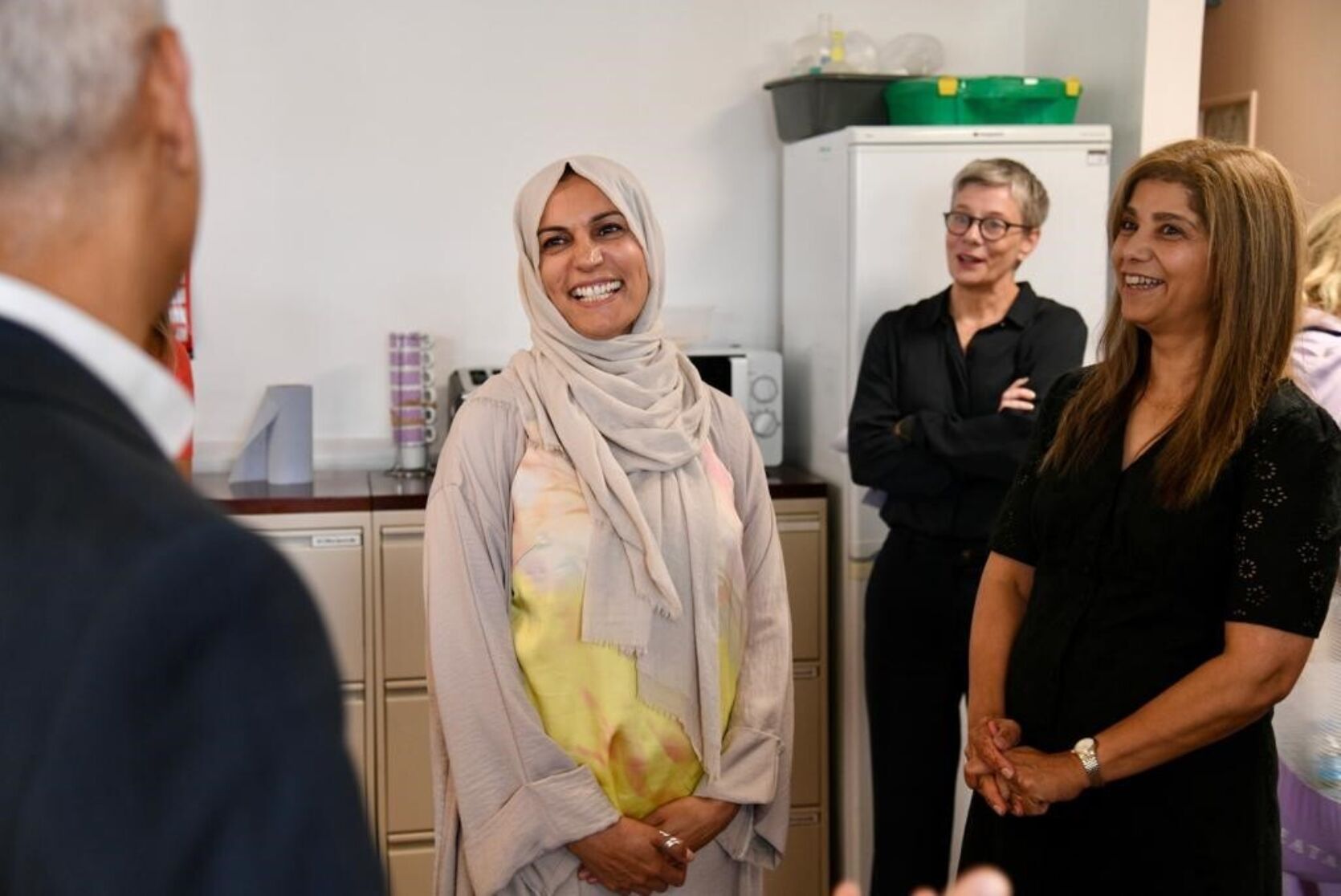 Members of the team from Kiran Support Services meet with the Mayor of London, Sadiq Khan, with The London Community Foundation CEO Kate Markey.